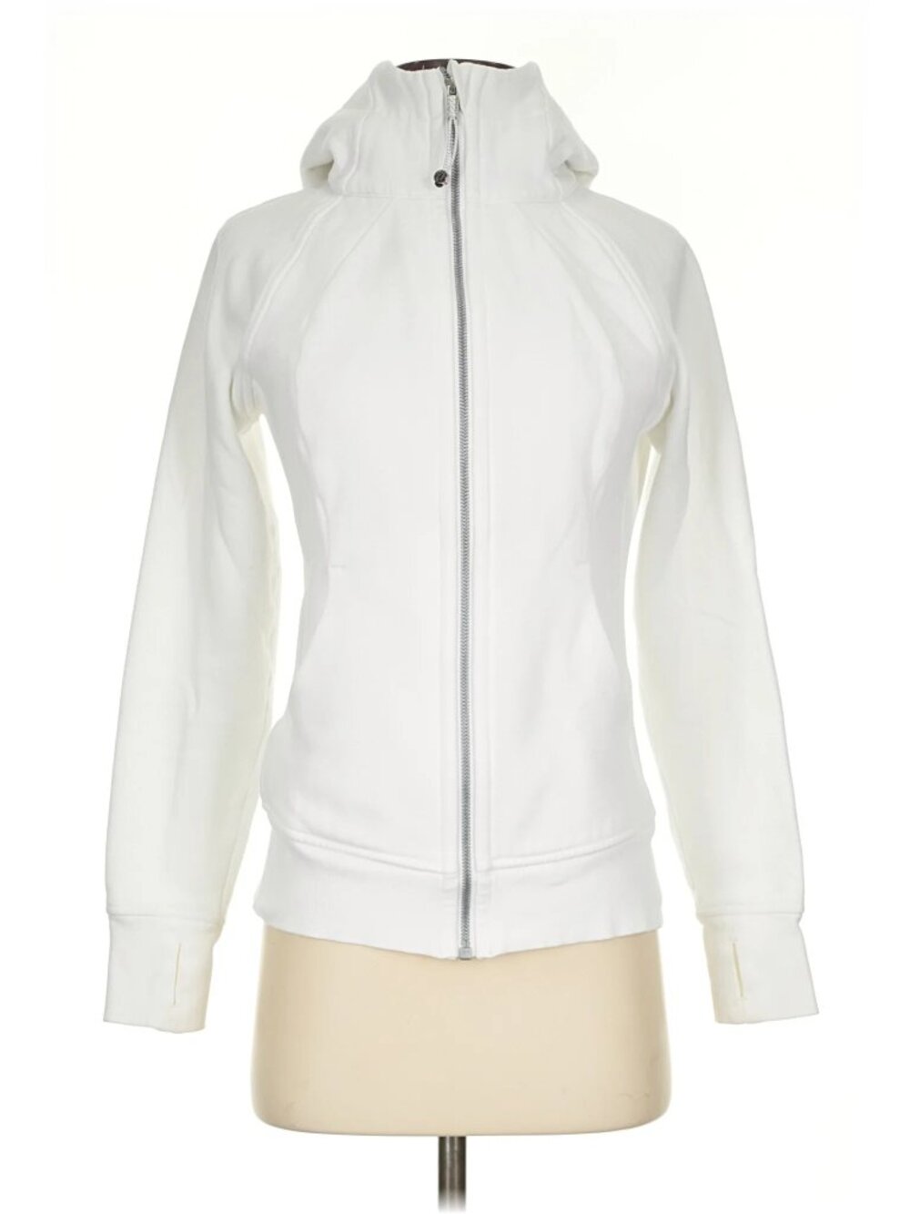 Excellent Condition White Lululemon Athletica Scuba Jacket Hoodie Fleece Sz 4 - Picture 4 of 14